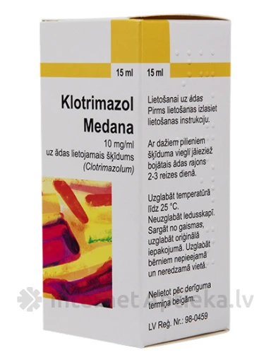 Klotrimazol 1% šķīdums, 15 ml | internetaptieka.lv