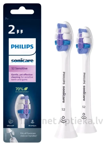 Philips Sonicare zobu birstes galviņas S2 Sensitive HX6052/87, 2 gb. | internetaptieka.lv