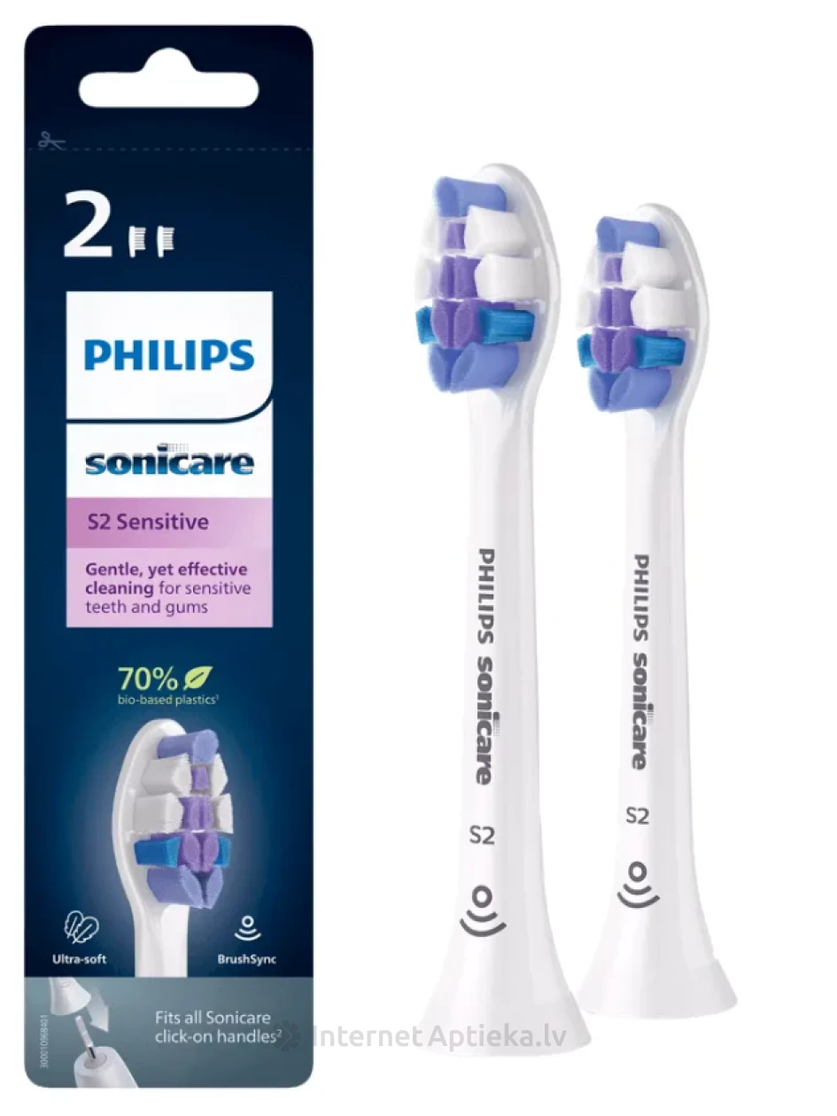 Philips Sonicare zobu birstes galviņas S2 Sensitive HX6052/87, 2 gb. | internetaptieka.lv