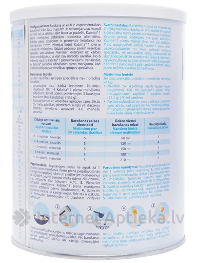 KABRITA 1, молочная смесь из козьего молока с с рождения до 6 месяцев, 800 г | internetaptieka.lv