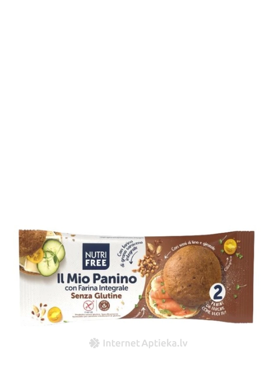 NUTRIFREE IL MIO PANINO CON bezglutēna pilngraudu maizes bulciņas, 180 g | internetaptieka.lv