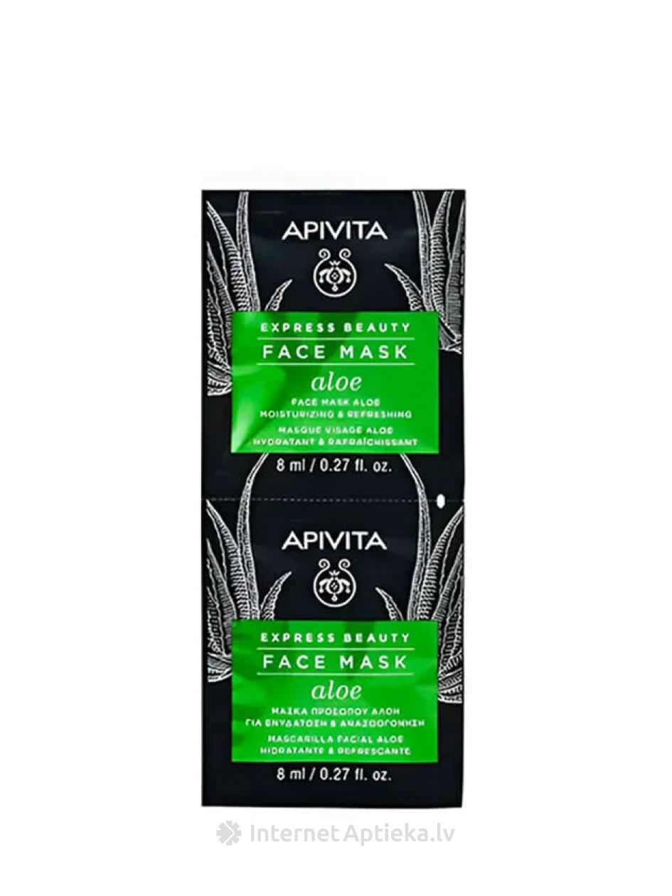 APIVITA EXPRESS niisutav näomask aloe veraga, 2 x 8 ml | internetaptieka.lv