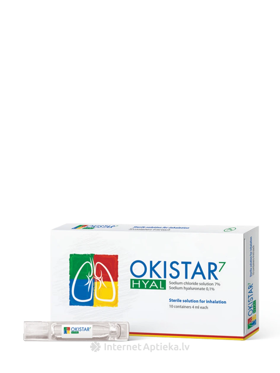 OKISTAR Hyal 7% steriilne inhalatsioonilahus, 10*4 ml | internetaptieka.lv