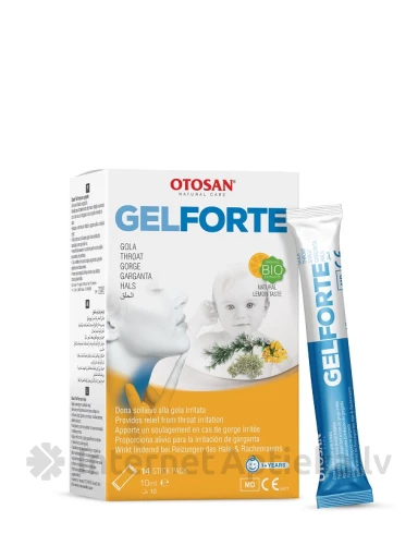Otosan Throat gel Forte gels kaklam, citrona garša, 14 paciņas | internetaptieka.lv