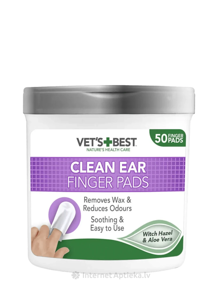 Vets best салфетки (на палец) для ухода за ушами собак/кошек, 50 шт. | internetaptieka.lv