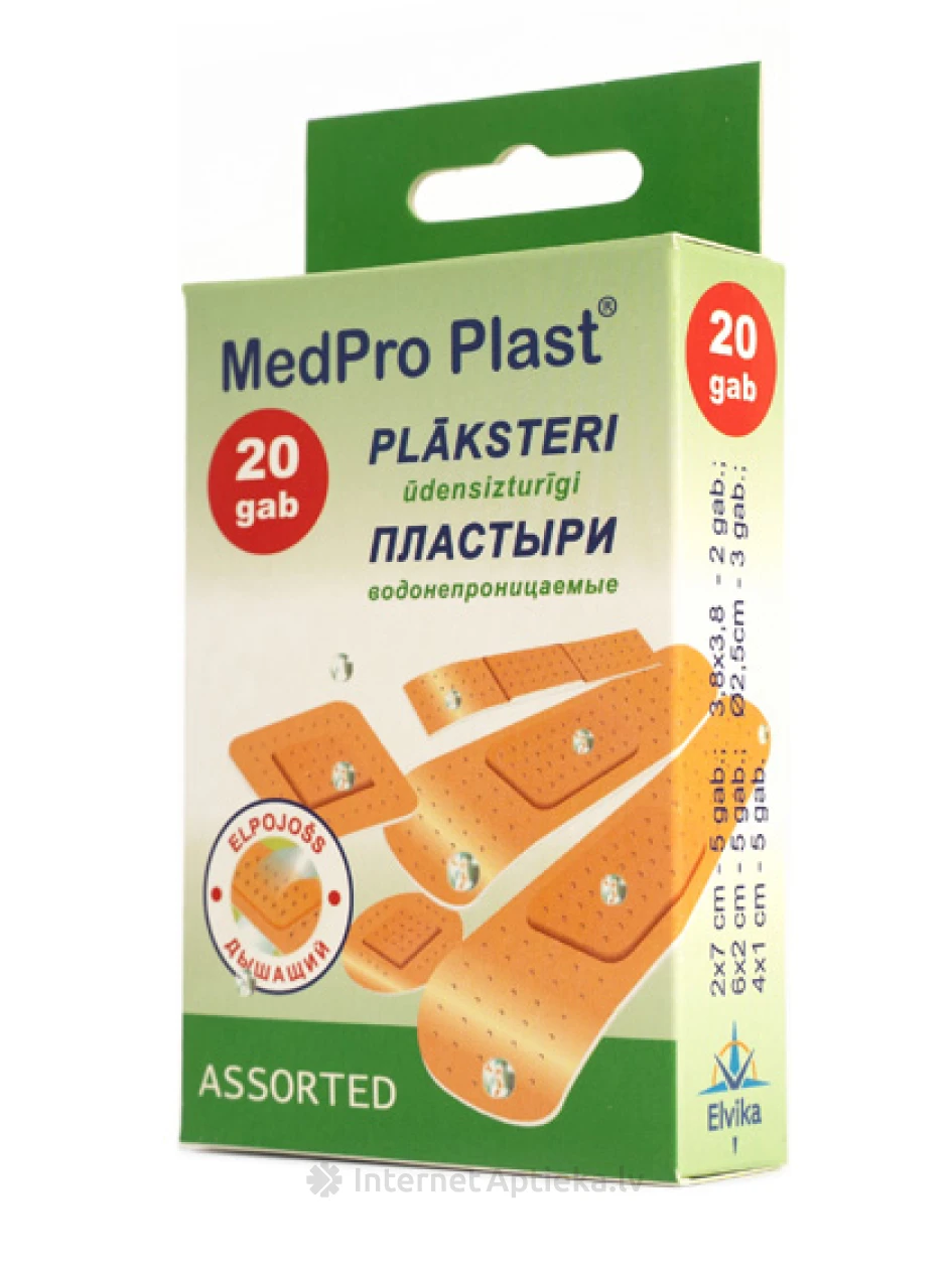 Medpro Assorti - veekindlad plaastrid, 20 tk. | internetaptieka.lv