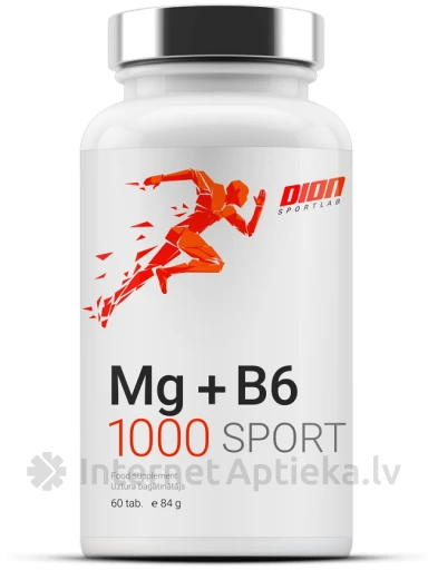 Dion Sportlab Mg-B6 1000 mg sport, 60 tabletes | internetaptieka.lv