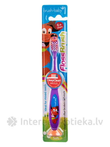 Brush-baby Toothbrush Floss hari lilla, 6+ aastat, 1 tk | internetaptieka.lv