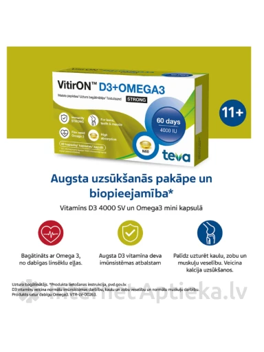 VitirON D3+Omega 3 Strong, 60 kapsulas | internetaptieka.lv