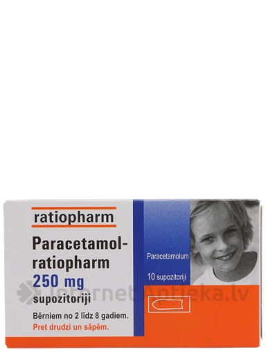 Paracetamol Ratiopharm 250 mg, 10 suposiiti | internetaptieka.lv