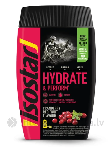 Isostar Pulveris Hydrate & Perform Cranberry Red fruits, 400 g | internetaptieka.lv