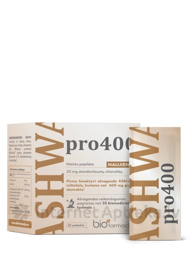 Biofarmacija ASHWA pro400 paciņas, 28 gb. | internetaptieka.lv