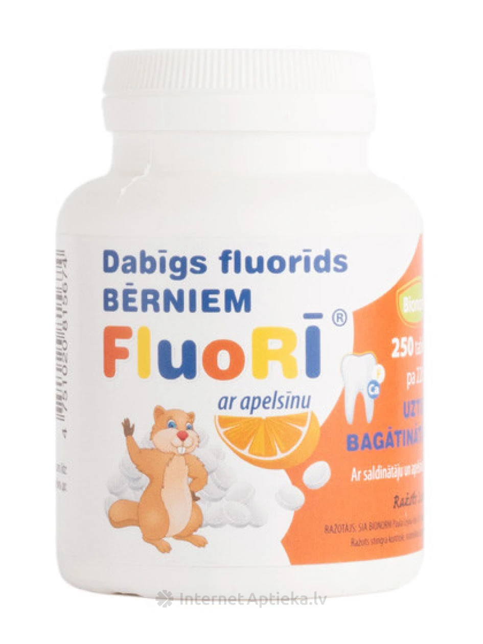 Fluorī bērniem ar apelsīnu 220 mg, 250 tabletes | internetaptieka.lv