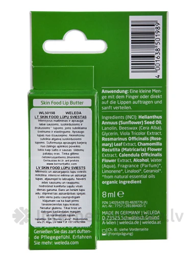 Бальзам для губ Weleda Skin food, 8 мл | internetaptieka.lv