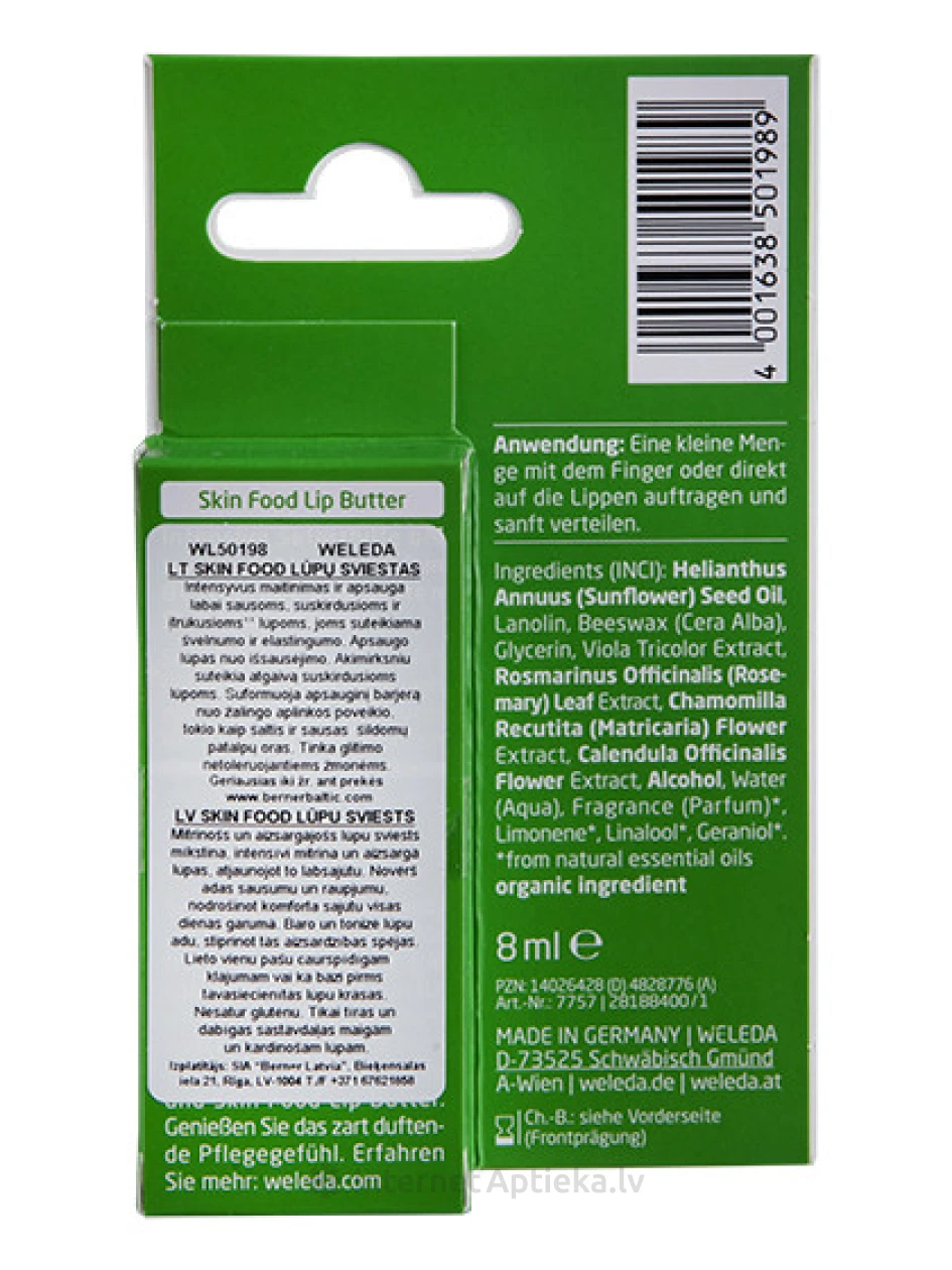 Weleda Skin toidu huulepalsam, 8 ml | internetaptieka.lv