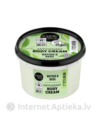 ORGANIC SHOP Antioksidantų kūno kremas su matcha arbata ir baziliku, 250 ml | internetaptieka.lv
