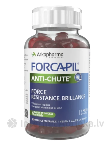 FORCAPIL ANTI-CHUTE kummikommid väljalangemisele kalduvatele juustele, 60 kummikommi | internetaptieka.lv