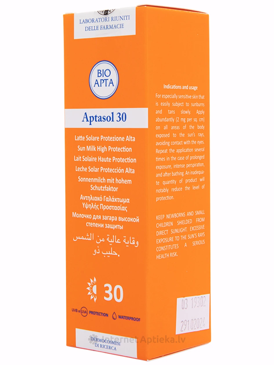 Bioapta Aptasol 30+ saules aizsardzības pieniņš, 125 ml | internetaptieka.lv