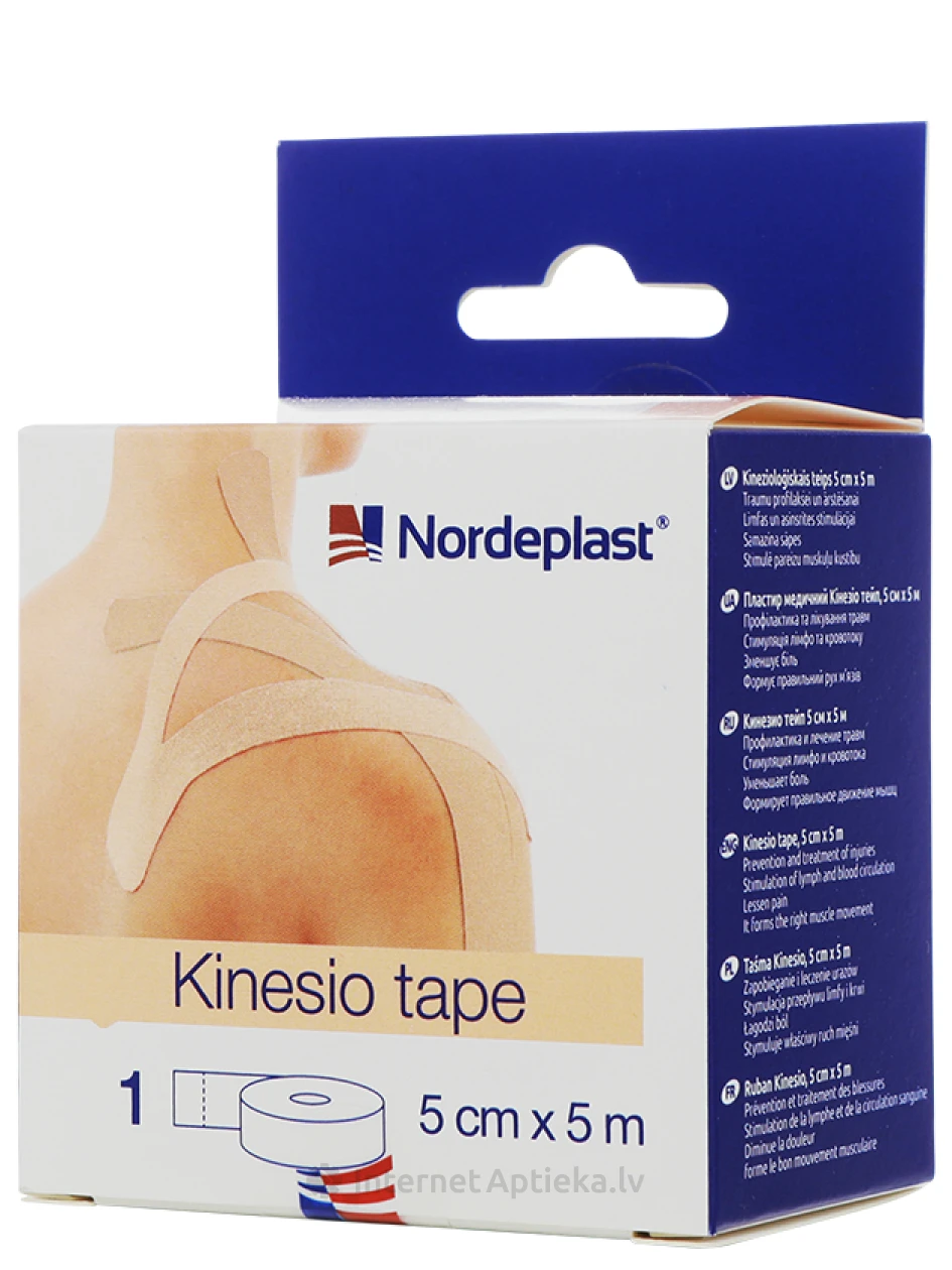 Кинезиологический тейп Nordeplast 5 см х 5 м, бежевый, 1 шт. | internetaptieka.lv