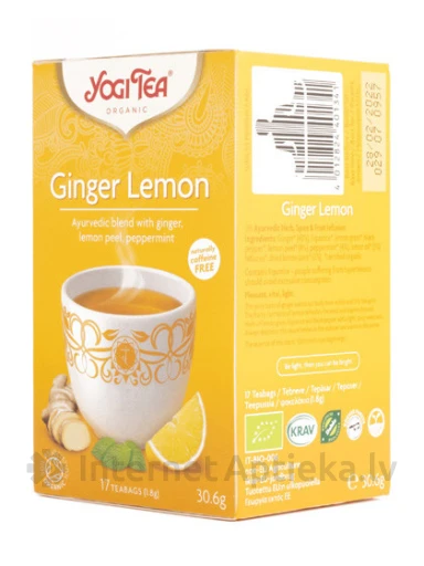 Tēja Yogi Ginger Lemon, 17 paciņas | internetaptieka.lv