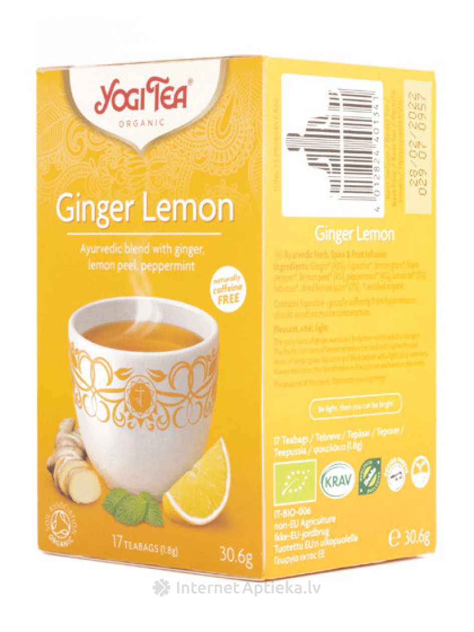 Tēja Yogi Ginger Lemon, 17 paciņas | internetaptieka.lv