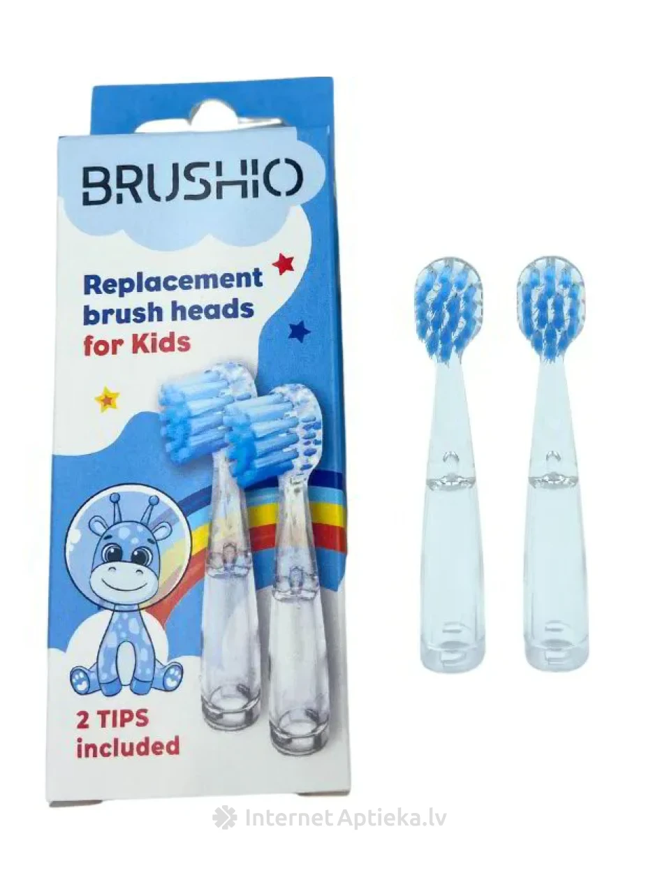 Brushio kids  насадки для электрической зубной щетки синие, 2 шт. | internetaptieka.lv