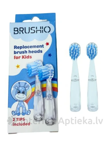 Brushio kids elektriskā zobu birstes uzgaļi zili, 2 gb. | internetaptieka.lv