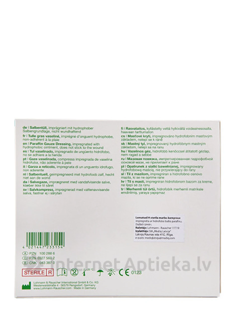 Lomatuell H sterils parafīna tīkliņš, 10 cm x 10 cm | internetaptieka.lv