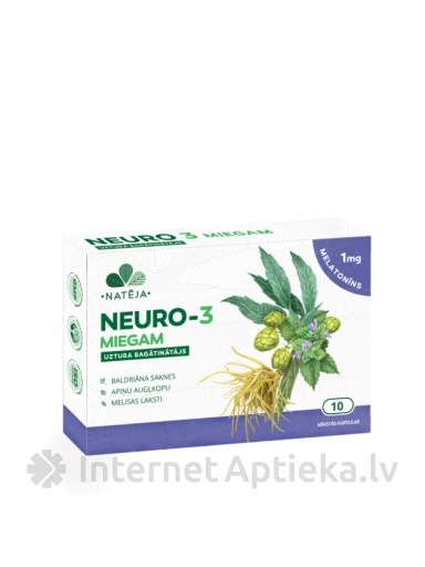 Natēja NEURO 3 MIEGAM ar Melatonīnu, 10 kapsulas | internetaptieka.lv