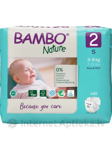 Bambo Nature детские подгузники, S 3-6 кг, 30 шт. | internetaptieka.lv