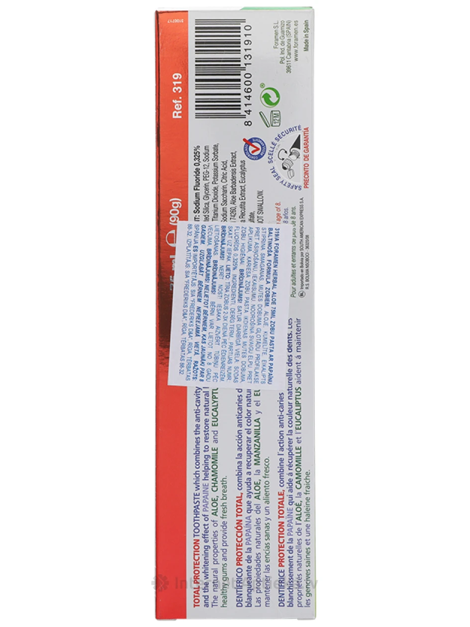 Foramen Herbal Aloe отбеливающая зубная паста тройного действия, 75 мл | internetaptieka.lv