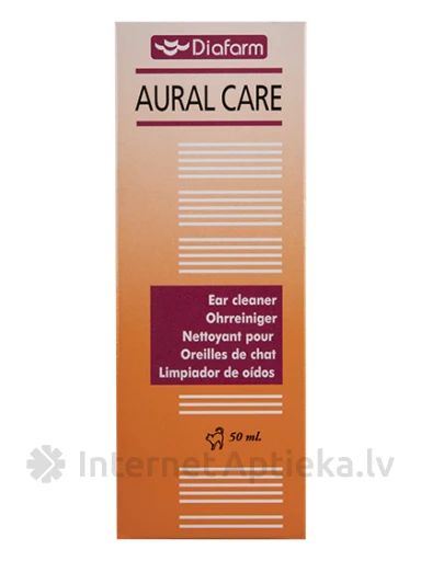 Diafarm Aural Care līdzeklis ausu tīrīšanai kaķiem, 50 ml | internetaptieka.lv