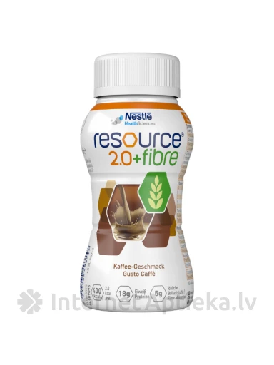 Resource 2.0 Fibre Pārtika medicīniskiem nolūkiem ar kafijas garšu, 4 x 200 ml | internetaptieka.lv