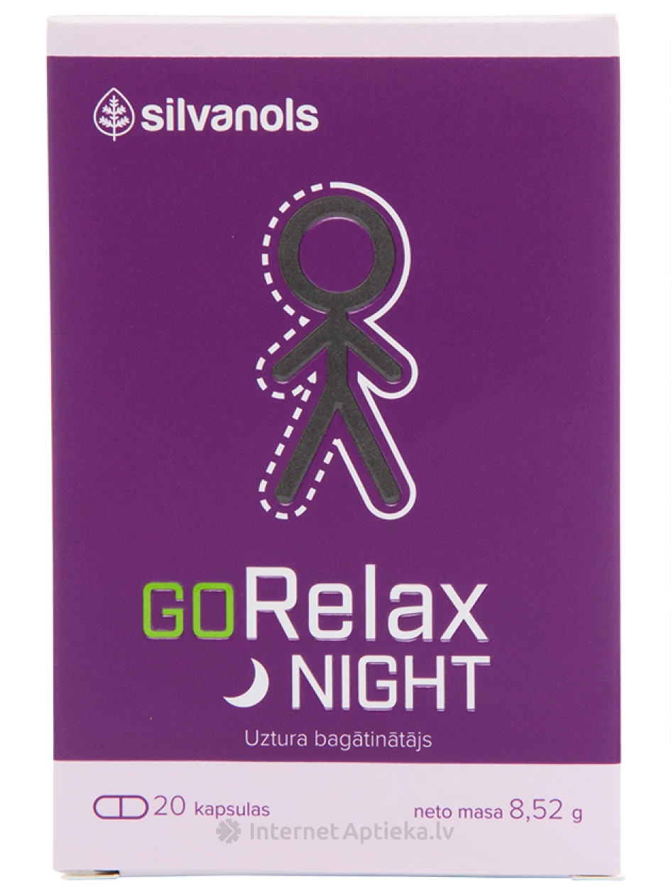 Silvanols GoRelax Night, 20 kapslit | internetaptieka.lv