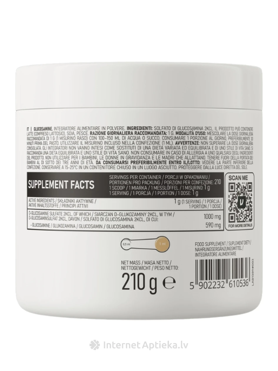 OstroVit Glucosamine Pulveris, 210 g | internetaptieka.lv