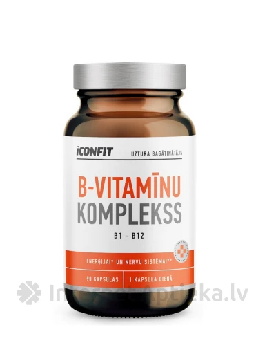 ICONFIT B-vitamīnu komplekss (B1 - B12), 90 kapsulas | internetaptieka.lv