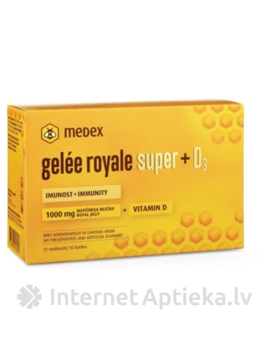 MEDEX Gelée Royale Super + D3 ампулы, 10 шт. | internetaptieka.lv