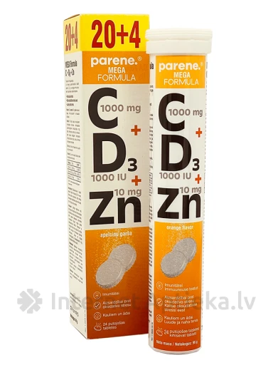 MEGA Formula C + D3 + Zn, 24 putojošās tabletes | internetaptieka.lv