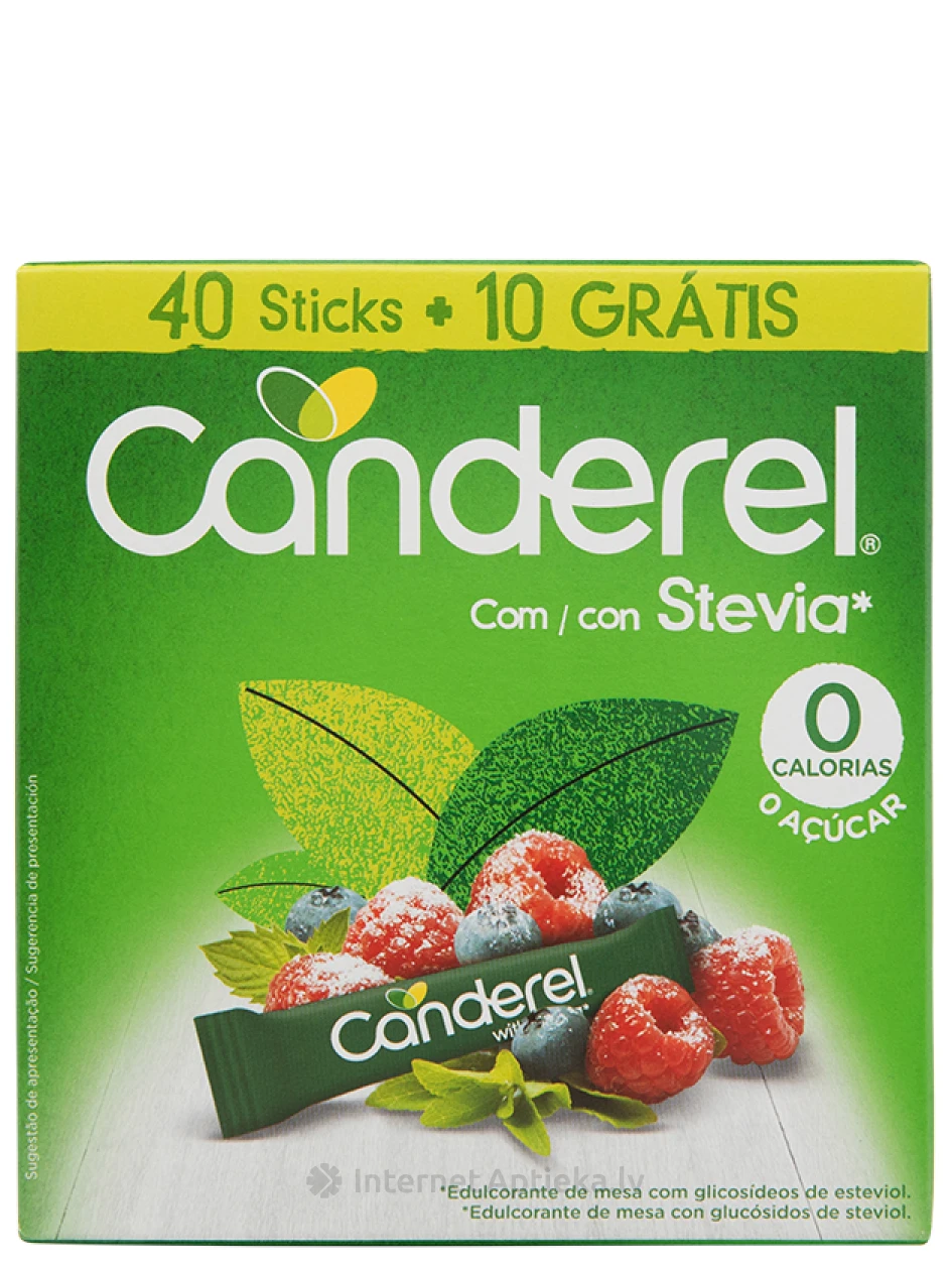 Canderel Stevia un sukraloze kristāliskais saldinātājs paciņās, 40 paciņas x 2 g | internetaptieka.lv