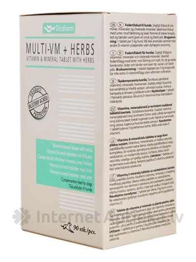 Diafarmi taimsed vitamiinid ja mineraalid koertele, 90 tabletti | internetaptieka.lv