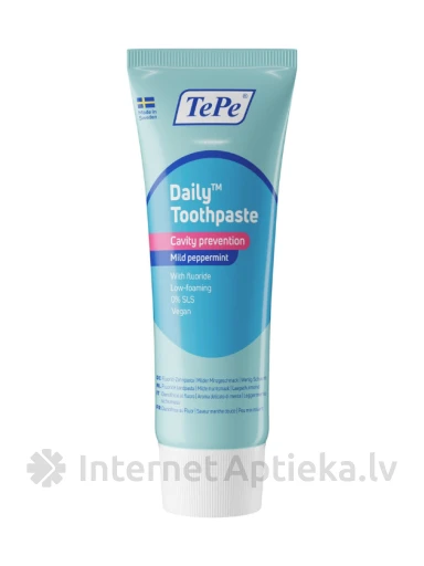 TePe hambapasta DAILY, igapäevaseks kasutamiseks, piparmündi maitsega, 75 ml | internetaptieka.lv
