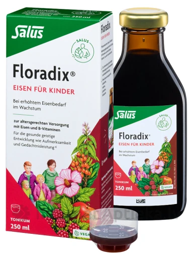 Floradix dzelzs bērniem ar aveņu garšu, 250 ml | internetaptieka.lv