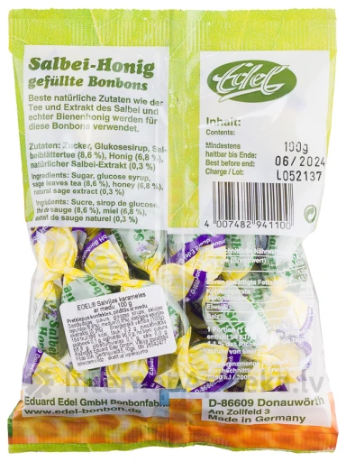 EDEL конфеты  от кашля с шалфеем и медом, 100 г | internetaptieka.lv