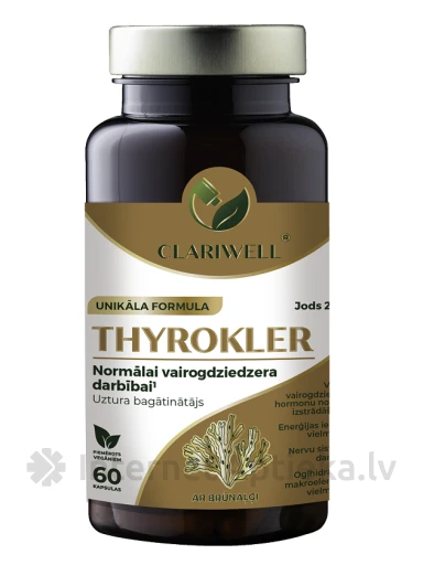 CLARIWELL Thyrokler kilpnäärme funktsiooni jaoks, 60 kapslit | internetaptieka.lv