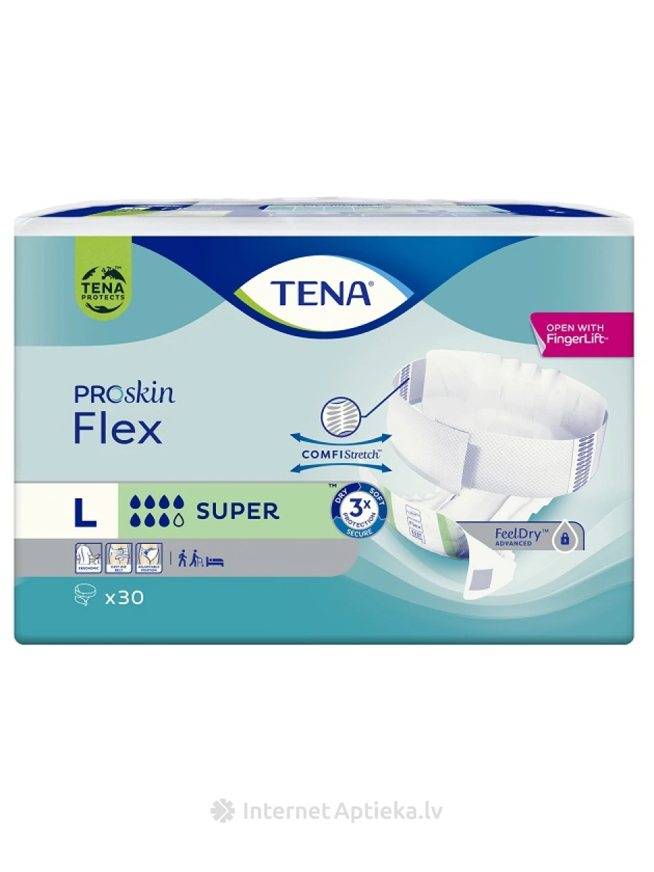 Tena Flex Super L ar jostu stiprināmas augstākās uzsūktspējas biksītes, 30 gb. | internetaptieka.lv