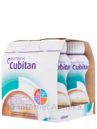Nutricia Cubitan ar šokolādes garšu, 4 x 200 ml | internetaptieka.lv