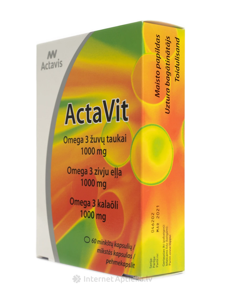 ActaVit Omega-3 1000 zivju eļļa, 60 kapsulas | internetaptieka.lv
