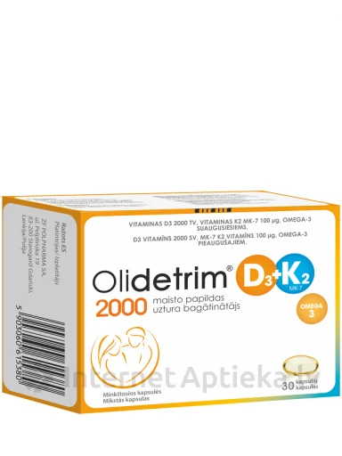 Olidetrim 2000IU D3+K2+ OMEGA-3, 30 капсул | internetaptieka.lv