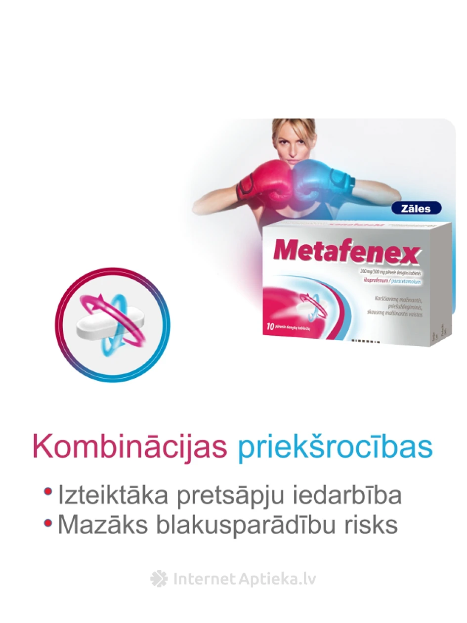 Metafenex 200 mg/500 mg apvalkotās tabletes, 10 tabletes | internetaptieka.lv