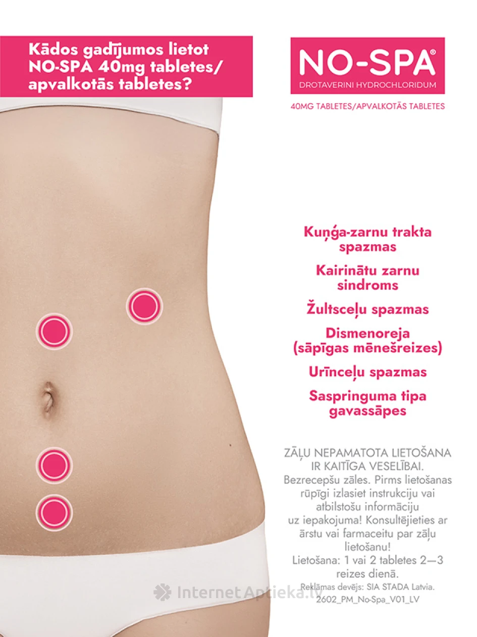 No-Spa, 24 apvalkotās tabletes | internetaptieka.lv